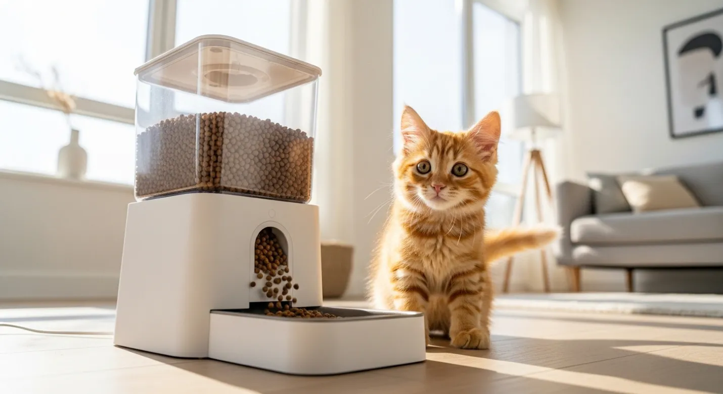 Funcionamento do comedouro automático programado para pets